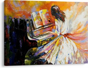 Obraz - Kobieta grająca na pianinie (70x50 cm)