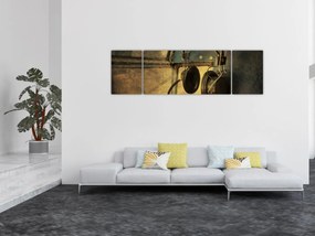Obraz - Słuchawki lotnicze w stylu vintage (170x50 cm)