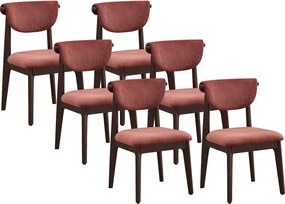 Zestaw 6 krzeseł z teksturowanej tkaniny  i drewna kauczukowca - Brązowy - GABIEL