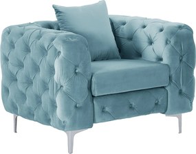 Fotel chesterfield z jasnoniebieskiego weluru - EDWINA