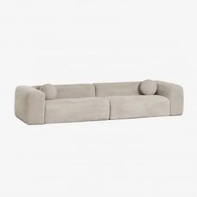 Sofa 4-osobowy Tapicerowany, Pakowany Próżniowo Angelan Włosy Syntetyczne Kremowo-beżowe - Sklum