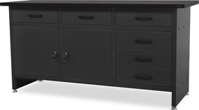 Stół warsztatowy z szufladami czarny, 1700x850x600 mm: HENRY All Black