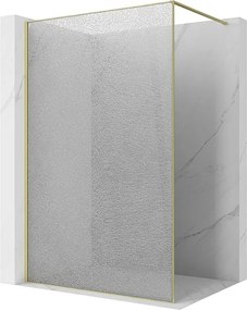 Mexen Kioto ścianka prysznicowa Walk-in 140 x 200 cm, crackle transparent 12 mm, złota szczotkowana - 800-140-101-55-04-X