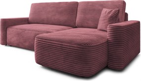 Masseno Narożnik NERI z funkcją spania i pojemnikiem na pościel Narozniki L, Rozkładana sofa - Pudrowy róż, TILIA 62