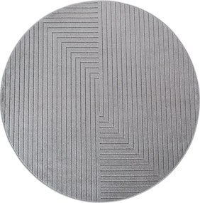 Dywan uniwersalny Nova 3D Geometria szary koło 80 cm x 80 cm