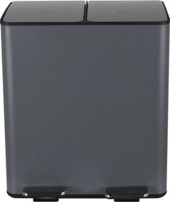 Ciemnoszary stalowy kosz na śmieci 2x20 l do segregacji odpadów/z pedałem Aliya – Spirella