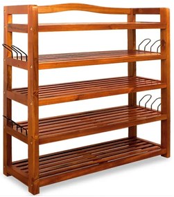 Casaria Regał na buty RUSTIC, 5 półek, 75x26x82cm, naturalna brązowa