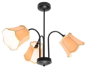 Klasyczna lampa sufitowa czarna zzłotym kloszem 3-światłowa - Nona klasyczny/Antyczny Oswietlenie wewnetrzne