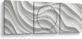 Obraz - 3D białe fale (z zegarem) (90x30 cm)