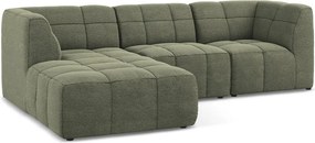 Zielony narożnik z materiału bouclé (lewostronny/z szezlongiem) Aloha – Makamii