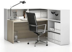 Zestaw biurowy narożny SEGMENT, prawy, dąb naturalny/biały