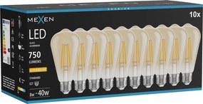 Mexen Vintis 10x żarówka filament LED E27, ST64, 8W, Ciepła - 2200K, 750 lm, amber - L152-E27-0822-50x10