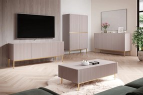 Komoda Nicole 150 cm trzydrzwiowa - antyczny róż / złote nóżki