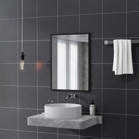HOMCOM Lustro ścienne, 60 x 80 cm, rama w imitacji drewna, łatwy montaż, w komplecie śruby | Aosom PL