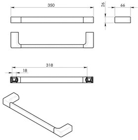 GEDY PI213588 Uchwyt na ręcznik Pirenei 35 x 6,6 cm, złoty mat