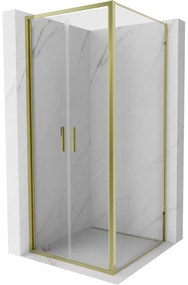 Mexen Exo kabina prysznicowa uchylna 80 x 80 cm, transparent, złota - 814-080-080-50-00