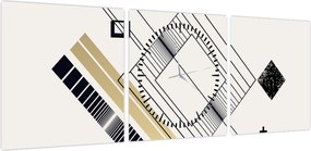 Obraz - Kształty geometryczne N⁰6 (z zegarem) (90x30 cm)