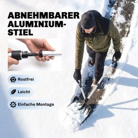Outsunny Łopata do śniegu 45 cm, tworzywowa łyżka z ergonomicznym uchwytem dodatkowym, odśnieżarka z trzonem aluminiowym i metalową krawędzią | Aosom PL