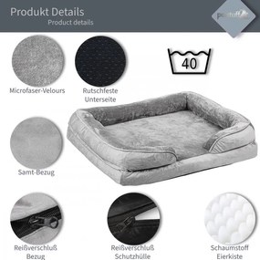 Legowisko dla psa rozmiar L, jasnoszare, 106 x 80 x 18 cm