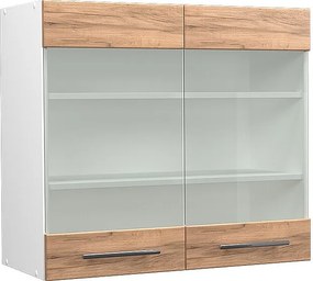 Szklana szafka kuchenna złoty dąb energetyczny 80x34.1x72 fame-line