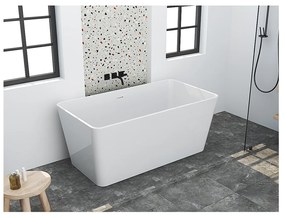 Wanna wolnostojąca prostokątna – 197 l – 130 × 70 × 55 cm (dł. × szer. × wys.) – kolor biały – akrylowa - SPICARA