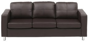 Kanapa 3-osobowa z ekoskóry ACKLEY - Brązowy