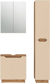 Zestaw mebli łazienkowych dąb/kaszmir ze strukturą płytek 59.8x32x62.1 lotta