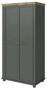Szafa EVORA 2D 108cm zielona/dąb lefkas dwudrzwiowa HELVETIA