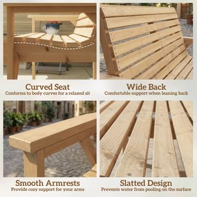 Outsunny 2-osobowa ławka ogrodowa z drewna, ławka z podłokietnikami i oparciem, meble outdoor do balkonu, tarasu, ogrodu | Aosom PL