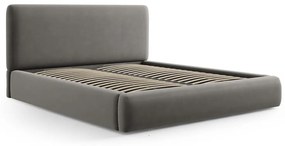 Szare tapicerowane łóżko dwuosobowe ze schowkiem i stelażem 140x200 cm Colonel – Cosmopolitan Design