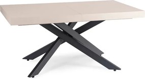 Stół Prostokątny Rozkładany HAMPTON 160-240 cm Kaszmir/Czarny do Jadalni Japandi