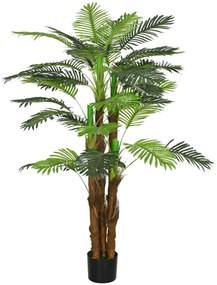 HOMCOM Sztuczna Palma, 1,6 m, Realistyczne Gałęzie, Dekoracyjna Roślina, Plastik, z Donicą, Brązowy+Zielony