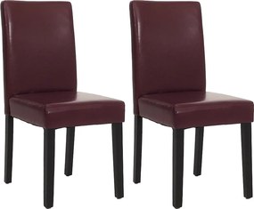 Zestaw 2 krzeseł do jadalni Littau ze sztucznej skóry,  imitacja skóry, czerwony, ciemne nogi