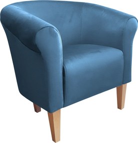 Fotel Milo tkanina Welur wygodny fotel tapicerowany do salonu i sypialni : Kolor nogi - Drewno, Kolor tkaniny - VELVET - MG33, Wysokość nogi - 20 cm