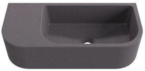 Umywalka betonowa wisząca / nablatowa półokrągła z półką bez otworu na baterię 65 x 30 cm LARMO | różne kolory : Kolor - Brązowy, Typ montażu - nablatowa