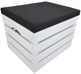 Pufa kufer skrzynia drewniana sosnowa siedzisko 50cm malowana biała