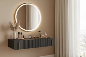 Toaletka Malmi 100 cm wisząca z szufladami - czarny mat / złoty