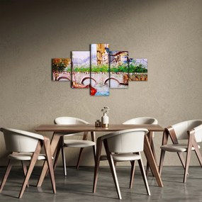 Obraz - Obraz olejny przedstawiający miasto (125x70 cm)