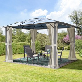 TOOLPORT 3x3,65m Pawilon ogrodowy Hardtop, z 4 ścianami bocznymi, kremowy - (300199)