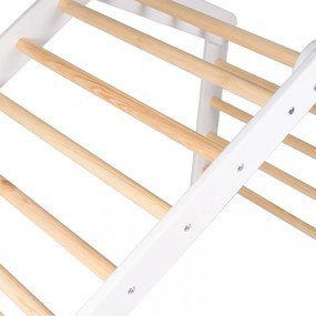 Duży domek z drabinką dla dzieci 112x61x94 cm składaną do pokoju. drewno, len, wiskoza, różowy domek, biała drabinka. - meowbaby®