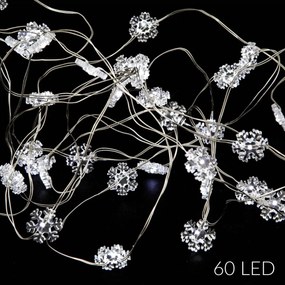 Girlanda świetlna śnieżynki, 60 LED