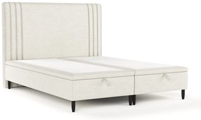 Beżowe tapicerowane łóżko dwuosobowe ze schowkiem 200x200 cm Musca – Maison de Rêve