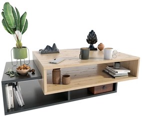 Nowoczesny stolik kawowy dąb artisan + czarny - Hiza