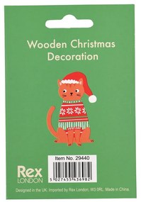 Drewniana ozdoba świąteczna 5 cm Ginger Cat – Rex London