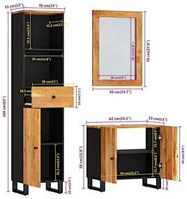 Trzy częściowy zestaw mebli łazienkowych - Lavinia