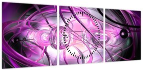 Obraz pięknej fioletowej abstrakcji (z zegarem) (90x30 cm)