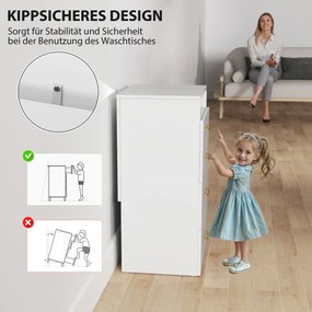 HOMCOM Toaletka 3-w-1 z lustrem, stolik nocny, hoker na kółkach, szuflady, Biały