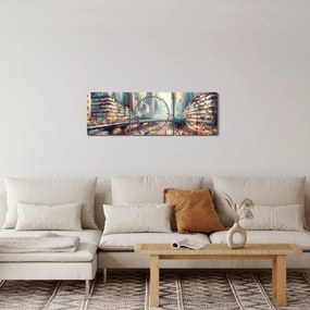 Obraz - Życie w wielkim mieście (z zegarem) (90x30 cm)