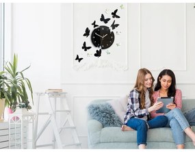 Zegar ścienny nowoczesny cichy do salonu lub sypialni akrylowy z motylami