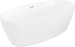 Mexen Olea wanna wolnostojąca wzór 170 x 80 cm, biała, przelew złoty szczotkowany - 52821708000-55